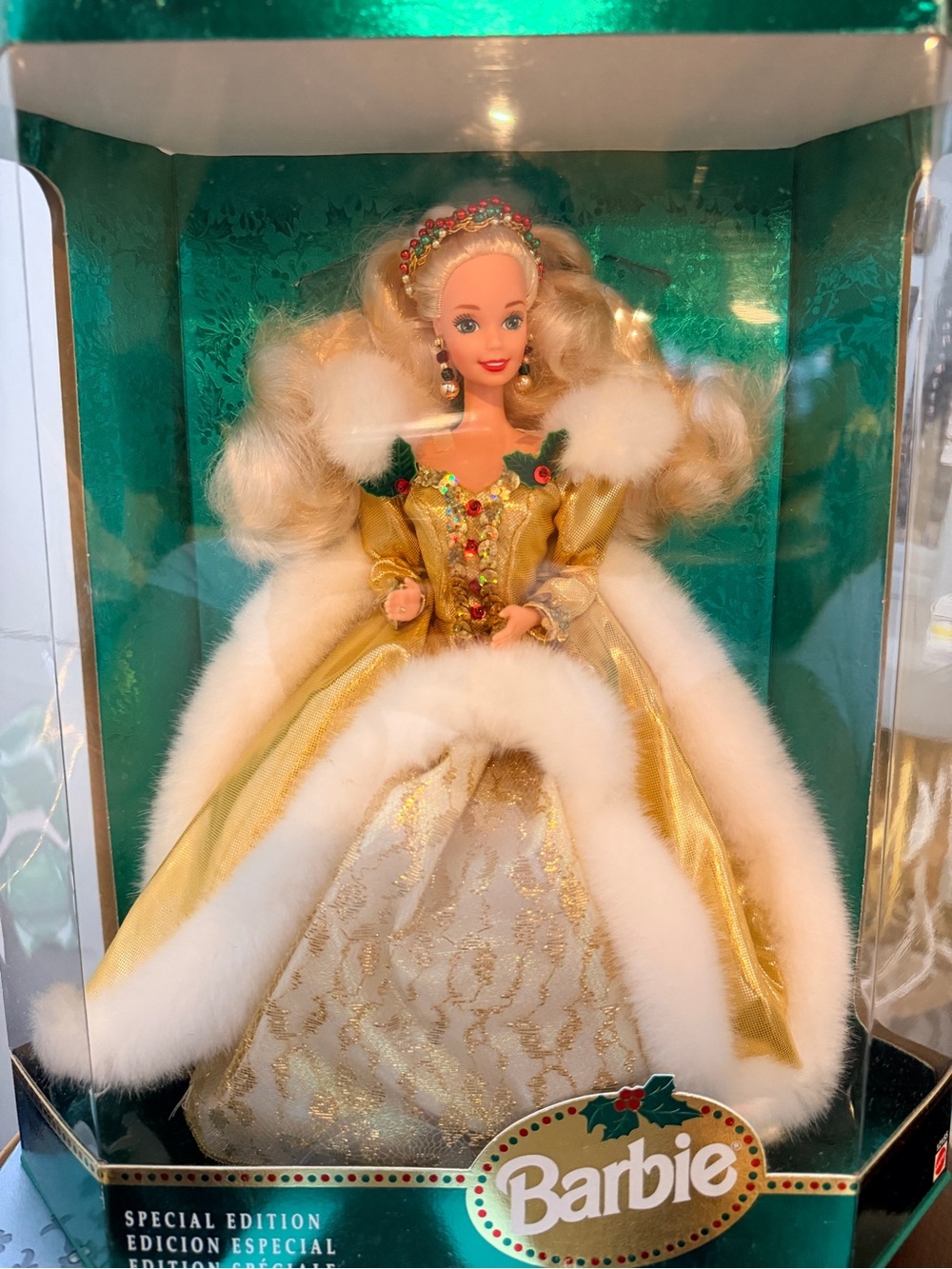 Barbie Holiday Doll in Gold, White and Green